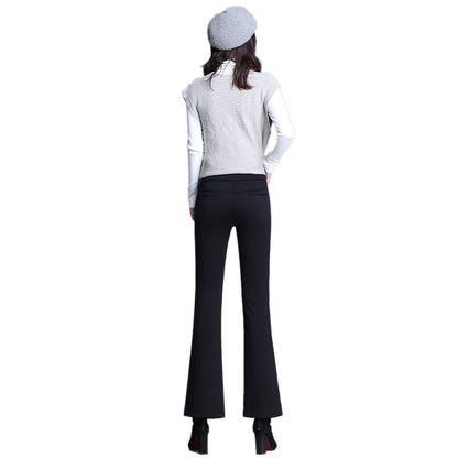 YESFASHION High Waist Bootcut Oversized Fleece Slacks Pants
