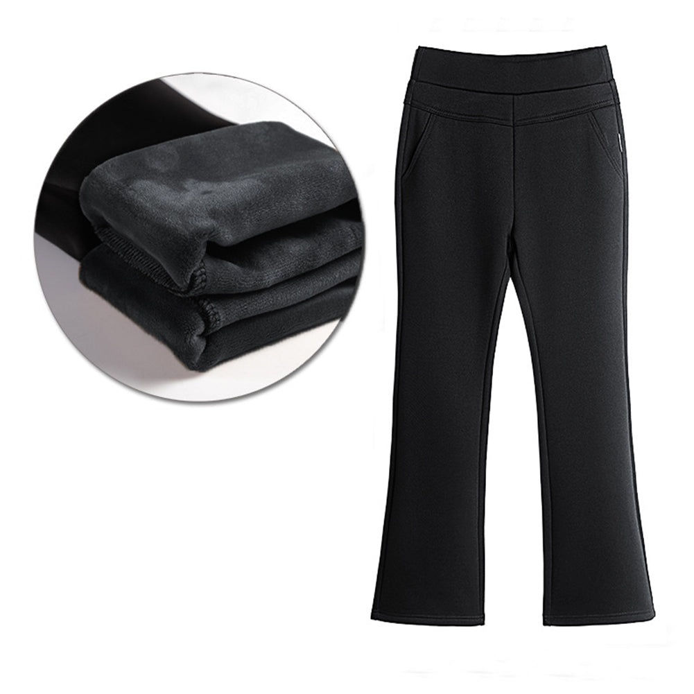 YESFASHION High Waist Bootcut Oversized Fleece Slacks Pants