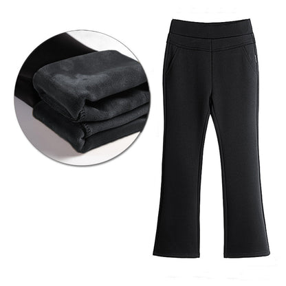 YESFASHION High Waist Bootcut Oversized Fleece Slacks Pants