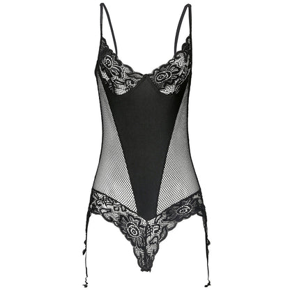 YESFASHION Women Sexy Mesh Pajamas Sling Jumpsuit Mesh Ladies