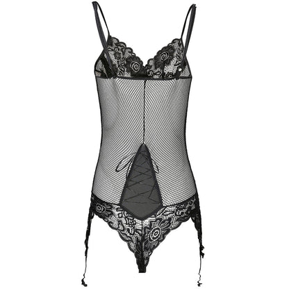 YESFASHION Women Sexy Mesh Pajamas Sling Jumpsuit Mesh Ladies