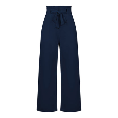 YESFASHION Casual All-match Wide-leg Trousers With Belt Pants