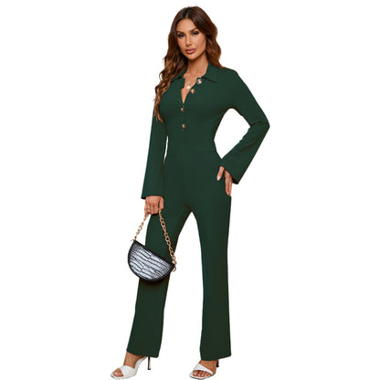 YESFASHION High Waist Casual Straight Jumpsuit