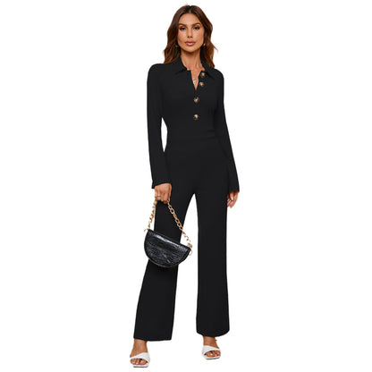 YESFASHION High Waist Casual Straight Jumpsuit
