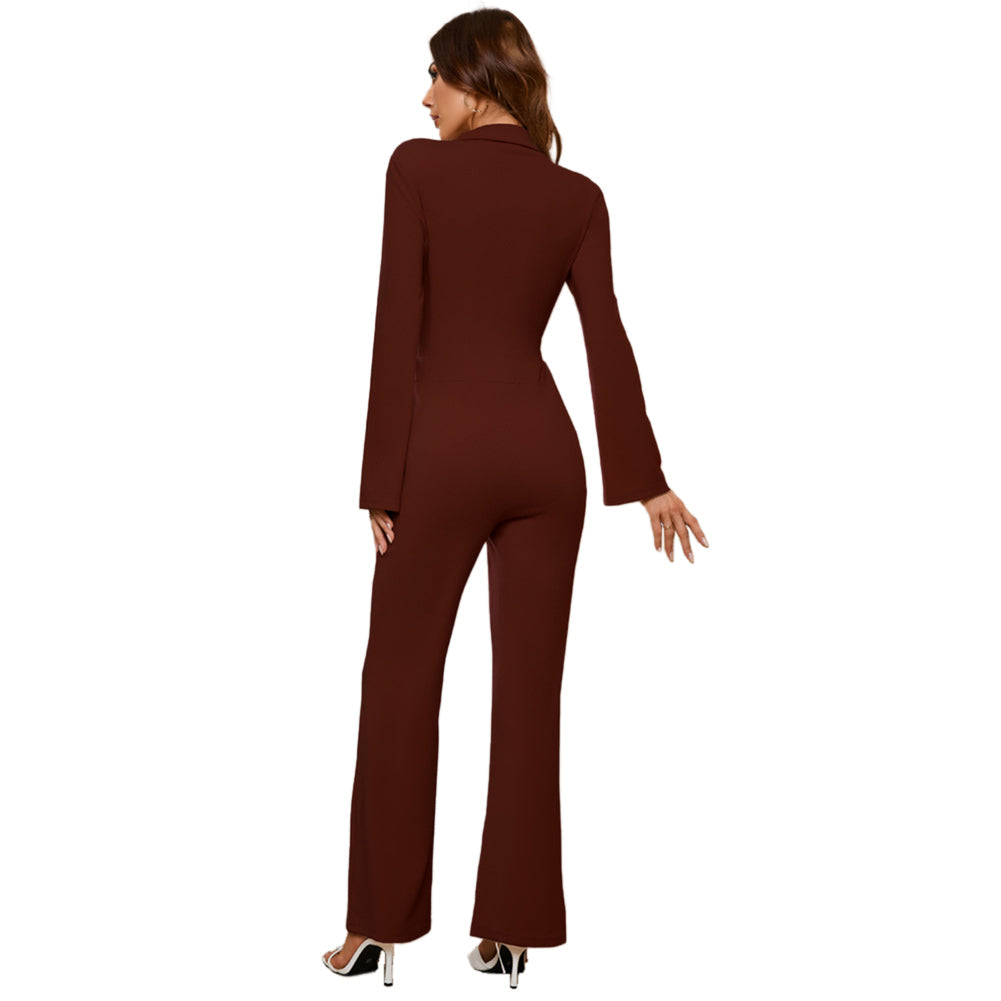YESFASHION High Waist Casual Straight Jumpsuit