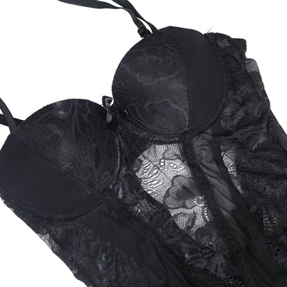 YESFASHION Sexy Lingerie Set Large See-through Vest Corset Jumpsuit