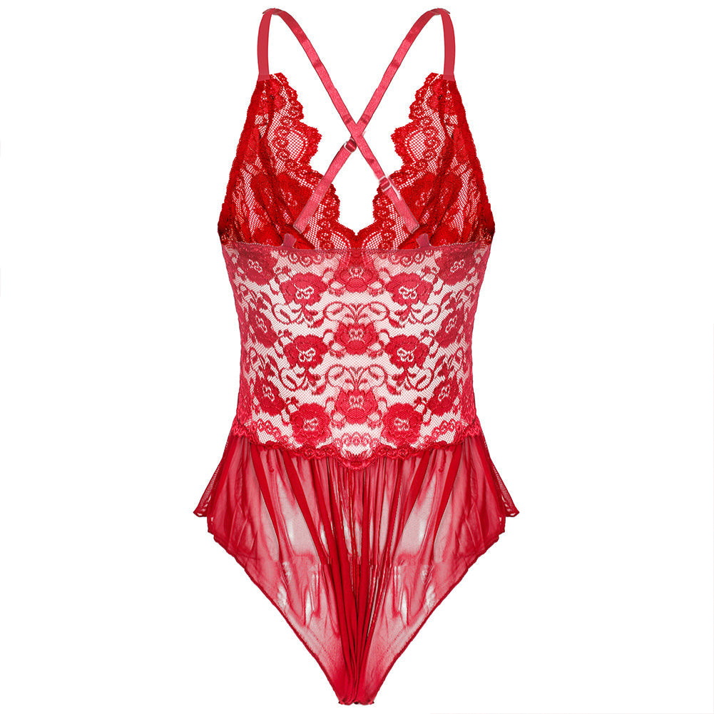 YESFASHION Women Sexy Underwear Mesh One-piece Pajamas