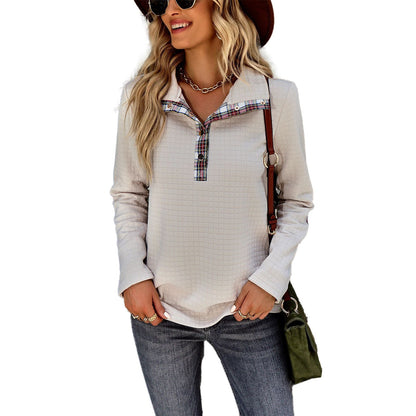 YESFASHION Solid Color Sweater Stitching Coat Women Tops