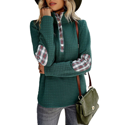 YESFASHION Solid Color Sweater Stitching Coat Women Tops