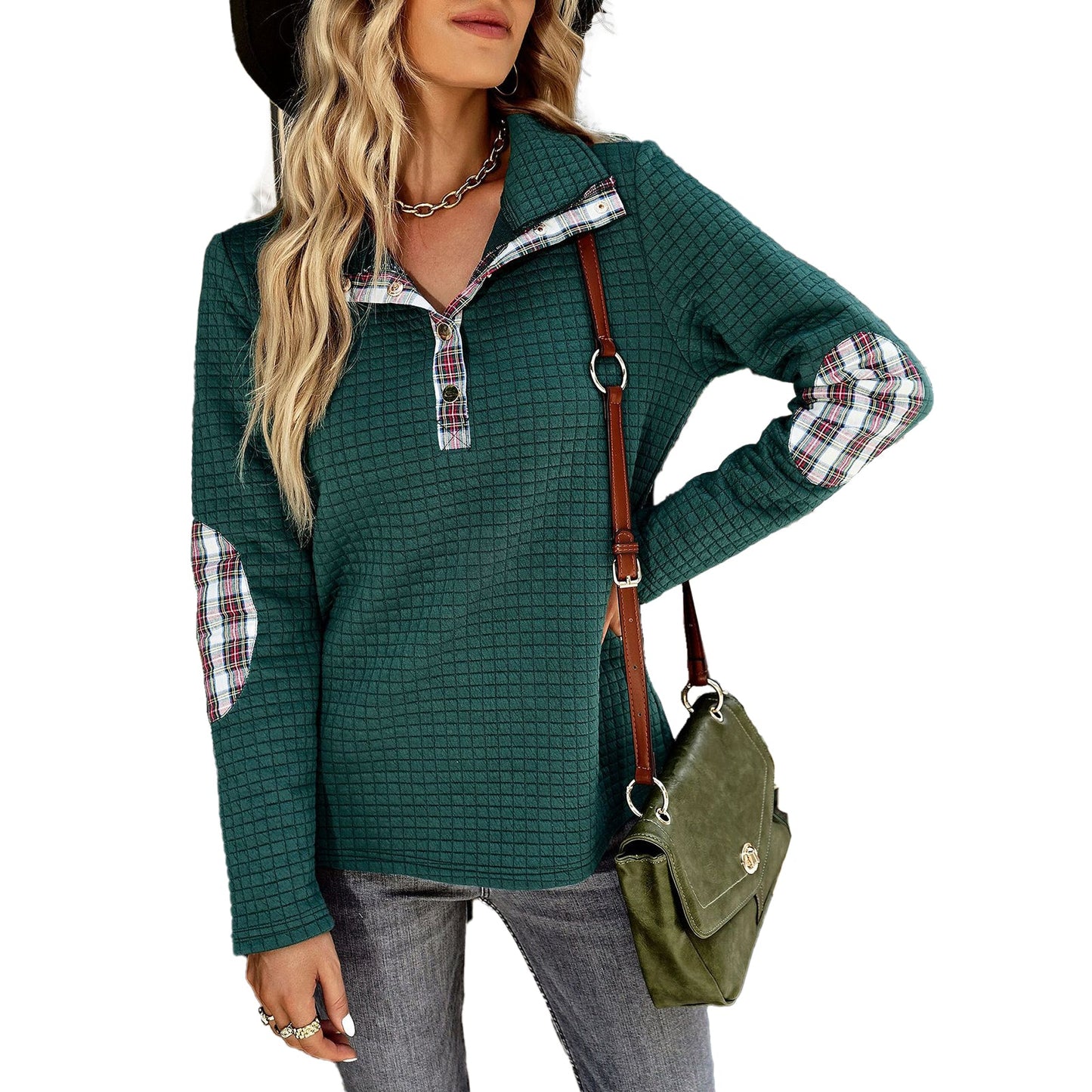 YESFASHION Solid Color Sweater Stitching Coat Women Tops