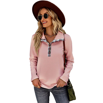 YESFASHION Solid Color Sweater Stitching Coat Women Tops