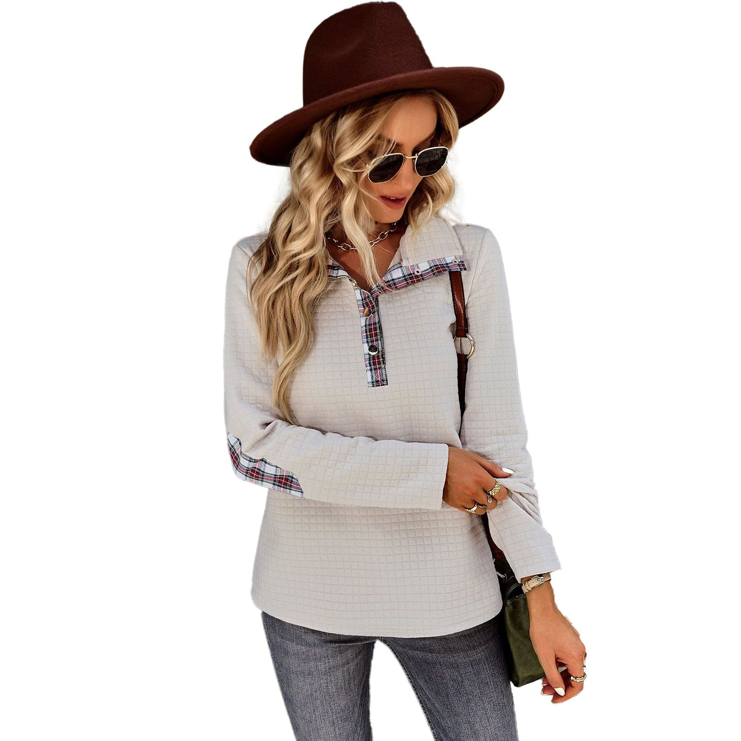 YESFASHION Solid Color Sweater Stitching Coat Women Tops