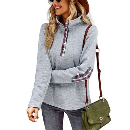 YESFASHION Solid Color Sweater Stitching Coat Women Tops