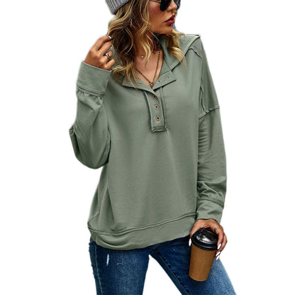 YESFASHION Solid Color All-match Tops Casual T-shirt