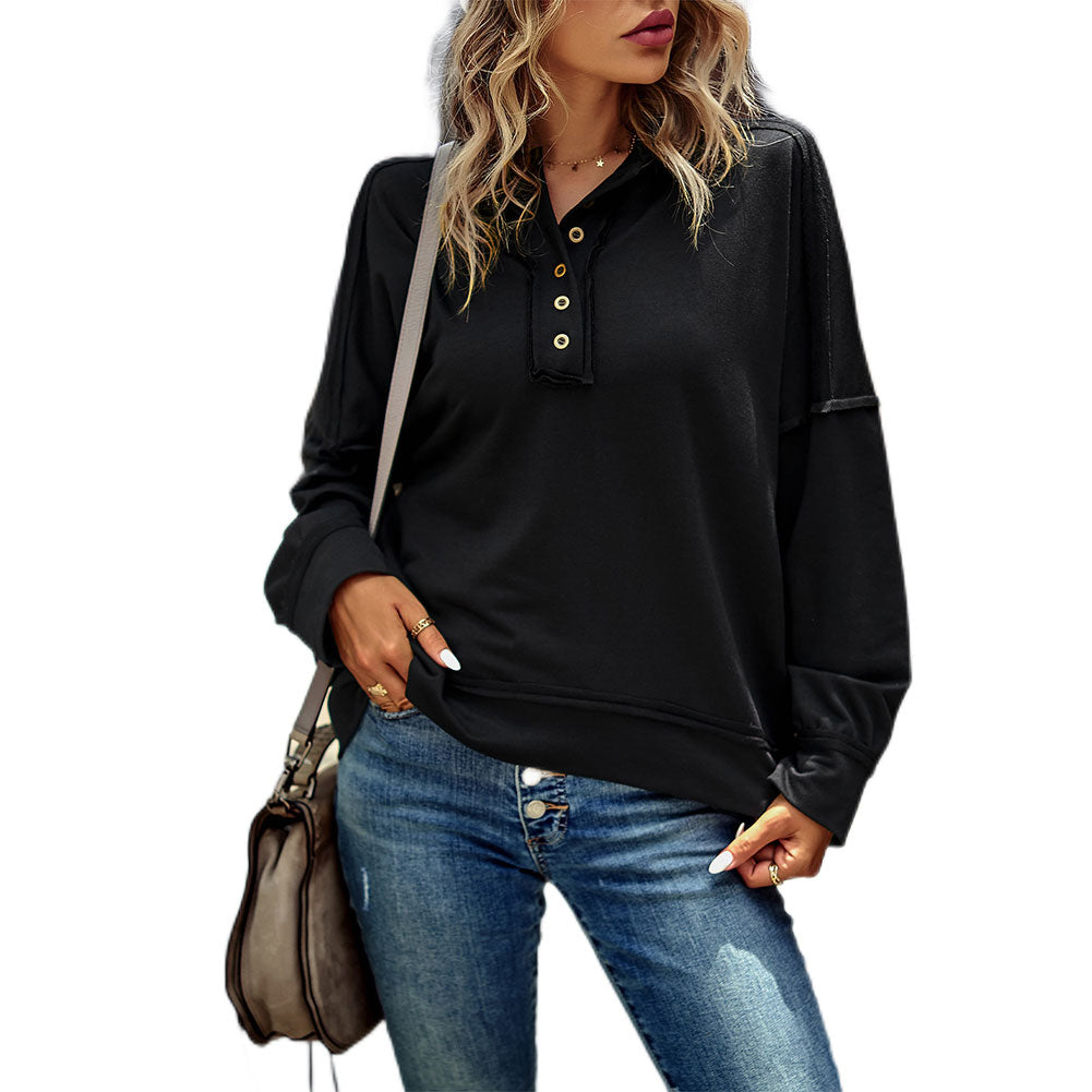 YESFASHION Solid Color All-match Tops Casual T-shirt