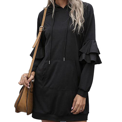 YESFASHION Sweater Dress Temperament Fashion Solid Color Pocket Dress