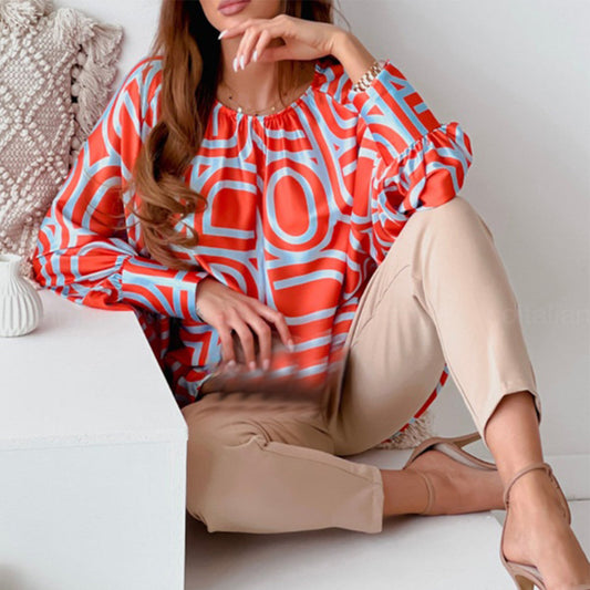 YESFASHION Women Trendy Temperament Commuter Printed Tops