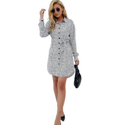 YESFASHION Fashion Women Shirt Type Long Sleeve Print Dress