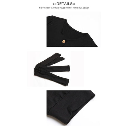 YESFASHION Casual Thin Long-sleeved Black Jumpsuit Pants