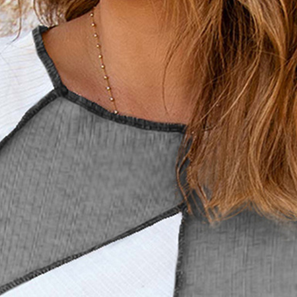 YESFASHION Splicing Long-sleeved Tops Women Pullover Bottoming Shirts