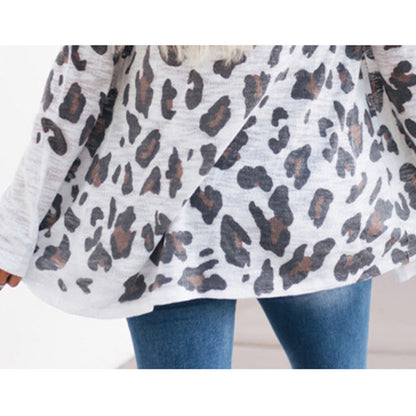 YESFASHION Winter Leopard Print Long-sleeved Cardigan Pants