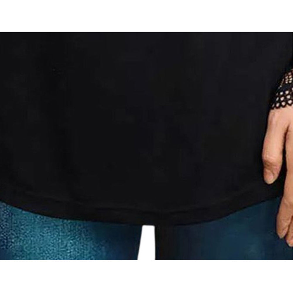 YESFASHION Slim Bottoming Tops Women Lace Stitching Hollow