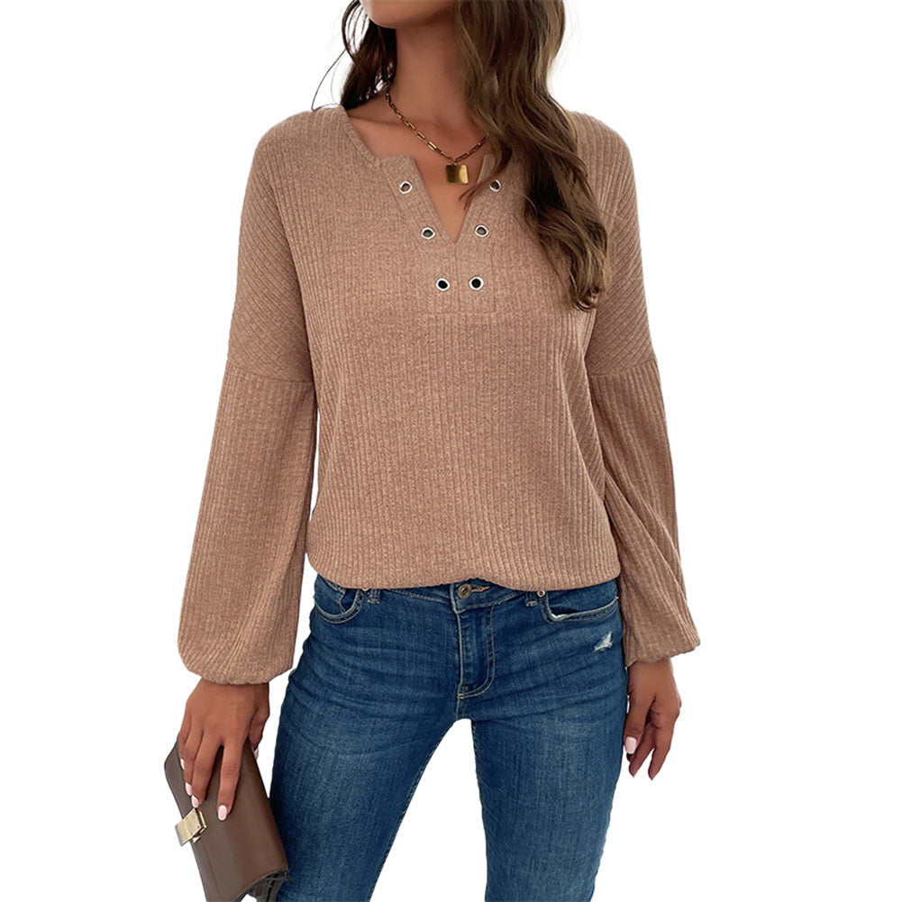 YESFASHION New Pit Strip Pullover Sweater V-neck T-shirt Knitted Tops