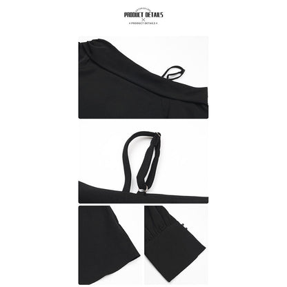 YESFASHION Women Spring New Irregular Black Strapless Shirt