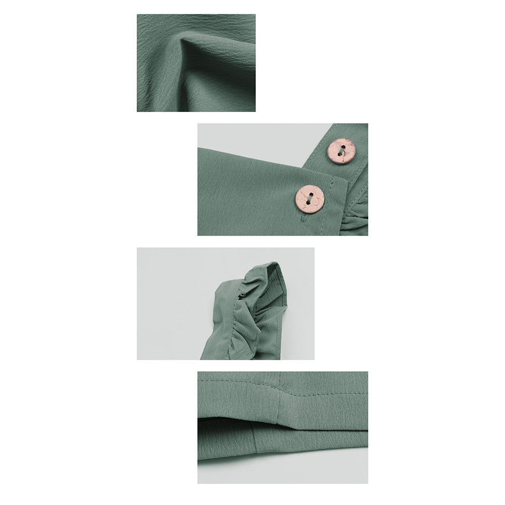 YESFASHION Suspender Skirt Summer Ruffled Solid Color Sleeveless Dress