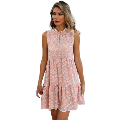 YESFASHION Cross-border Women Floral Sleeveless Pleated Cake Dress