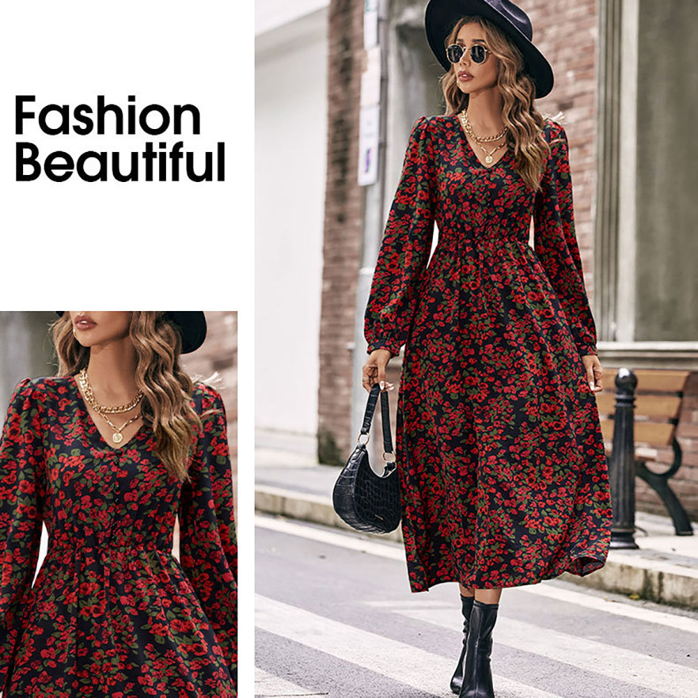 YESFASHION Women Temperament New Luxury Long-sleeved Dress