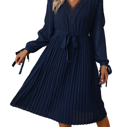 YESFASHION Women Temperament Hollow Long-sleeved Dress