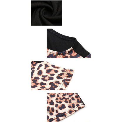 YESFASHION Fashion Tops Leopard Hollow Short-sleeved Stitching T-shirt