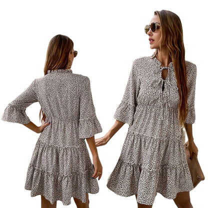 YESFASHION Women Clothing Fashion Short Fungus Edge Slim Dress