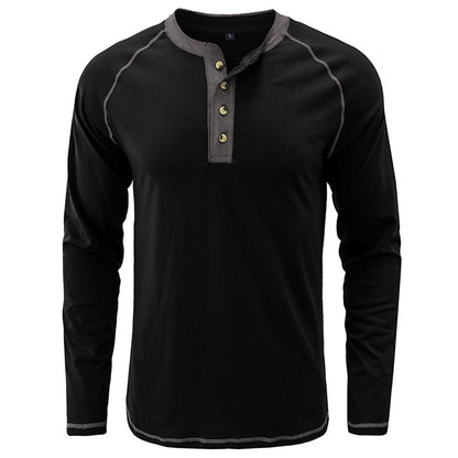 YESFASHION Men T-shirt Solid Color Long-sleeved Shirts