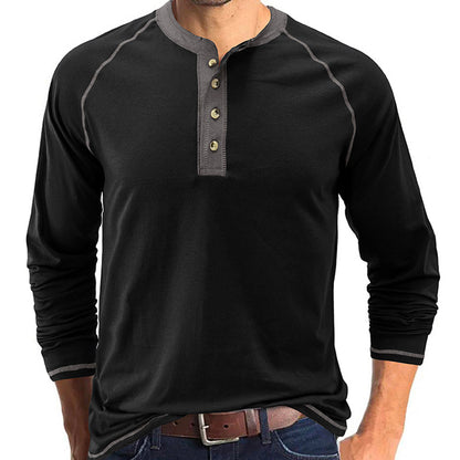 YESFASHION Men T-shirt Solid Color Long-sleeved Shirts
