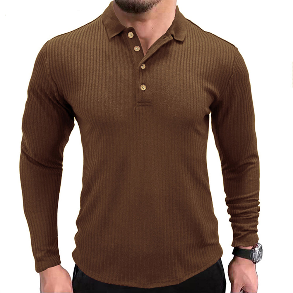 YESFASHION Casual Lapel Long Sleeve Men T-shirt Men Shirts