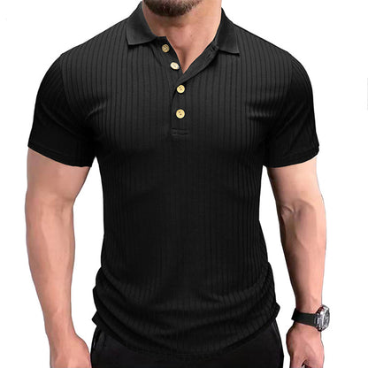 YESFASHION Elastic Solid Color Lapel Polo Shirts PBY-10SI
