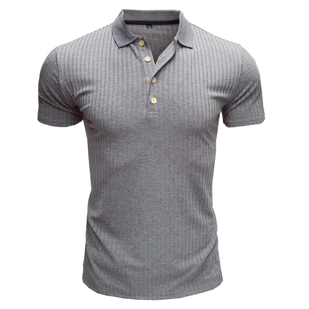 YESFASHION Elastic Solid Color Lapel Polo Shirts PBY-10SI