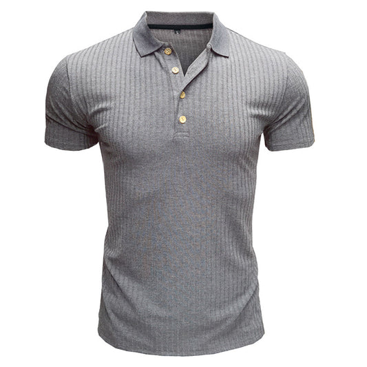YESFASHION Elastic Solid Color Lapel Polo Shirts PBY-10SI