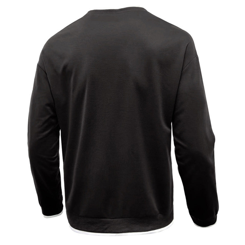 YESFASHION Men Sweater Solid Color Round Neck T-shirt