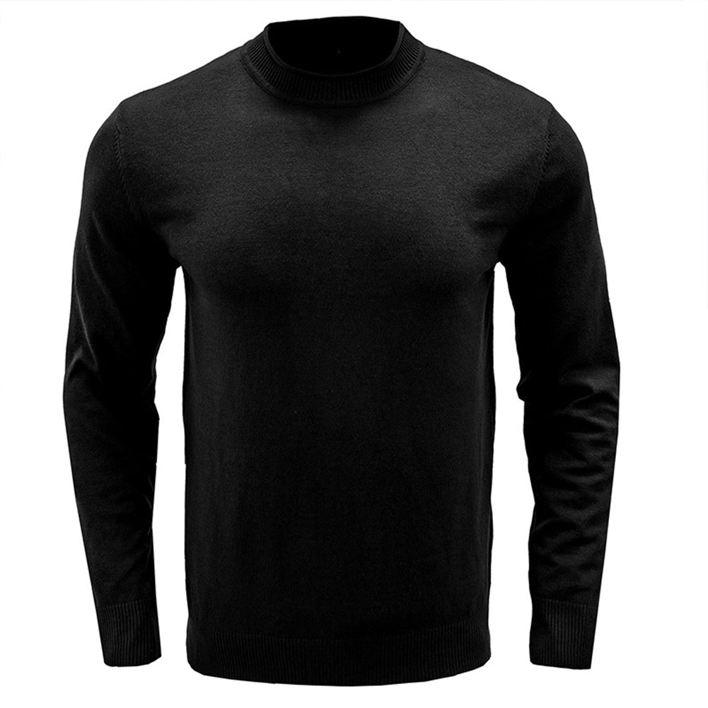 YESFASHION Men Casual Sweaters Solid Color Round Neck Knitwear