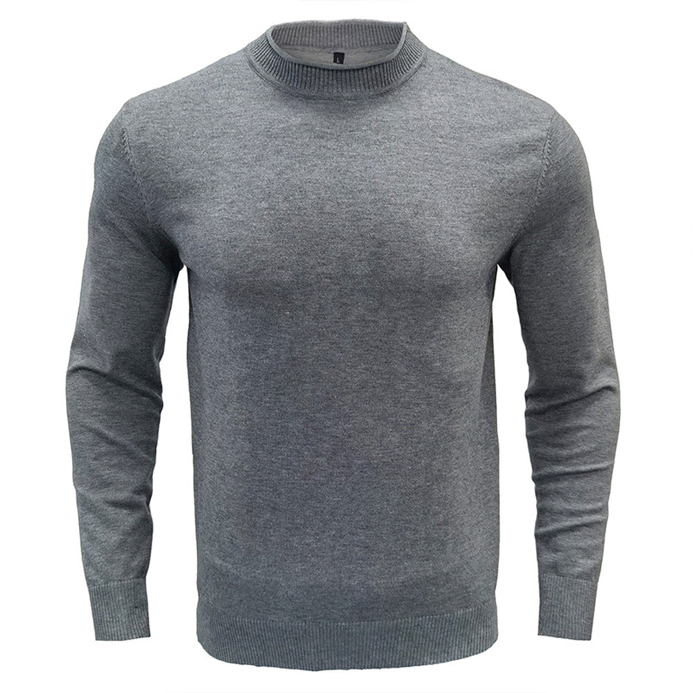 YESFASHION Men Casual Sweaters Solid Color Round Neck Knitwear