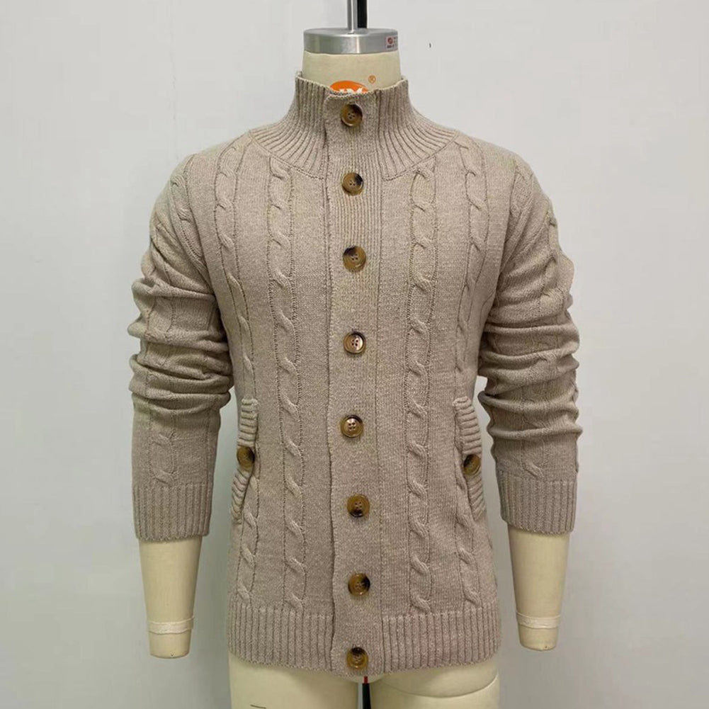 YESFASHION Solid Color Twisted Sweater Collar Cardigan Coats