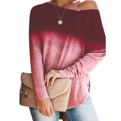 YESFASHION Gradient Element Women Long Sleeve Tops PBY-10V0