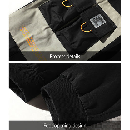 YESFASHION Multi-pocket Youth Loose Cropped Pants