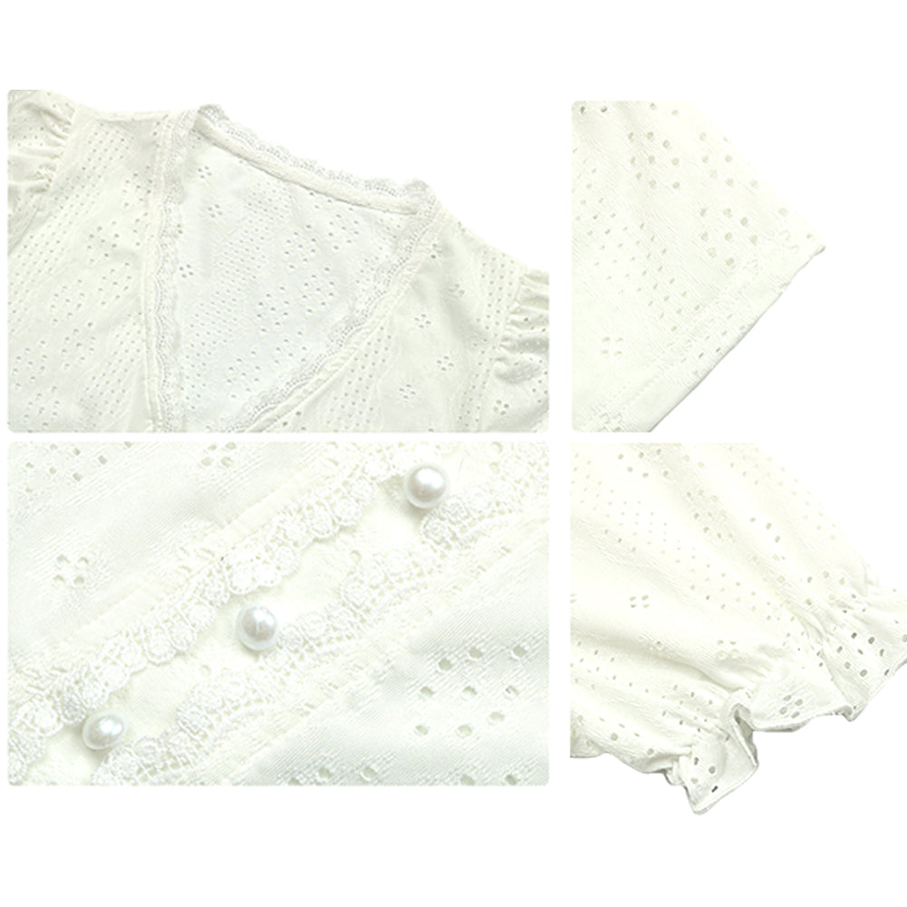 YESFASHION Hollow Short-sleeved Tops Women Shirt