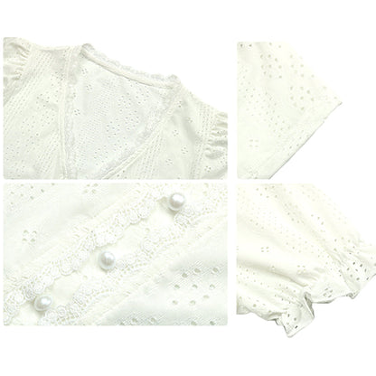 YESFASHION Hollow Short-sleeved Tops Women Shirt