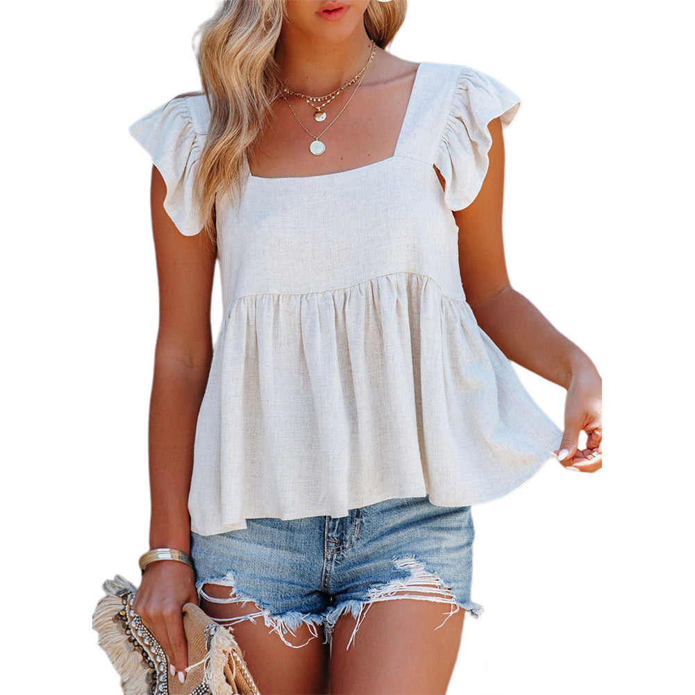 YESFASHION Square Collar Loose And Versatile Sleeveless Vest