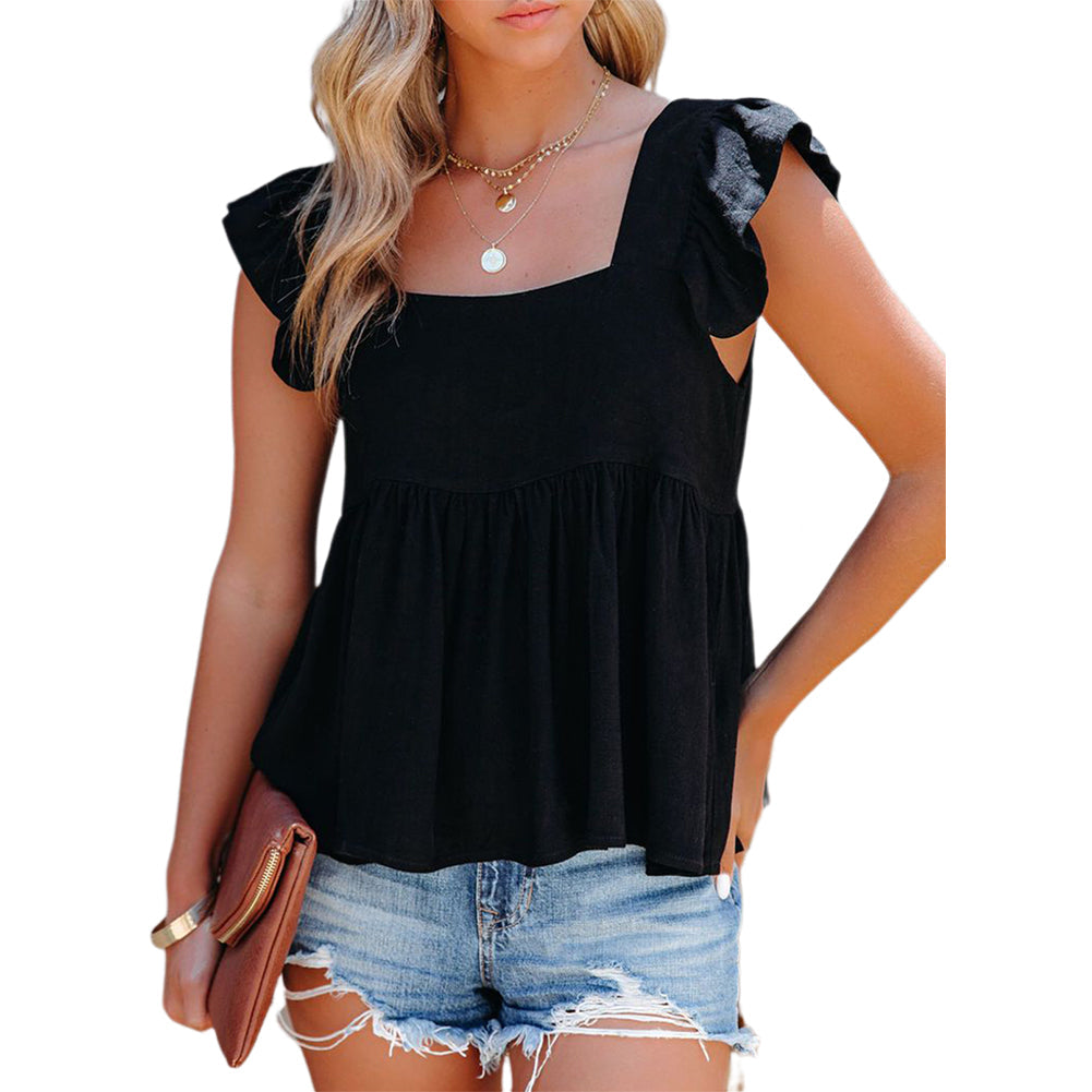 YESFASHION Square Collar Loose And Versatile Sleeveless Vest